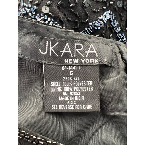 Y2K JKARA Beaded Sheath Dress Size 6 Zig Zag Sequin Elegant Cocktail Evening - Picture 3 of 6